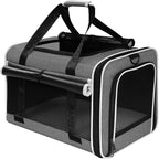 Top Loading Medium Cat Carrier with Privacy Curtain, Soft-Sided Small Pet Travel Crate Vet Visit, Little Puppy Dog Kennel Bag Suitcase Luggage Sleeve, 18x11x11 Inch Grey