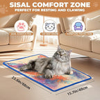 Sisal Cat Scratcher Mat, Cat Wall Scratcher for Indoor Cats, 23.6x15.7 Inch Cat Scratch Pad with Hook & Loop, Wall Mounted Cat Scratching Post to Protect Couch and Carpet（Graffiti Cat）