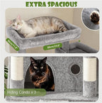84.6" Multi-Level Tall Cat Tree Tower for Indoor Kitties Larger Cat Condo Furniture with Hammock Cozy Perches Sisal Scratching Posts XXL Pet House (84.6 inch Light Gray)
