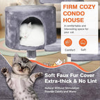 ‌Dopinmin 36" Winter Cat Tree - Plush Multi-Level Indoor Cat Tower with Sisal Scratching Posts & Ramp Plush Condo for Kittens,Light Gray
