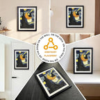 Wall Art Cat Scratcher Mat - Sisal Vertical Cat Scratch Pad with Photo Frame Design, No-Drill Wall-Mounted, 16"x12" Wall & Couch Cat Scratching Mat, 1 Extra Mat Included Free (Pond-Side Cat)