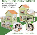 Cardboard Cat Houses for Indoor Cats - Kitten Scratcher Houses & Condos, Cafe Themed Hut Hideout Play House Bed with Scratching Pads, Scratch Box for Large Kitty Rabbit Bunny Small Animals