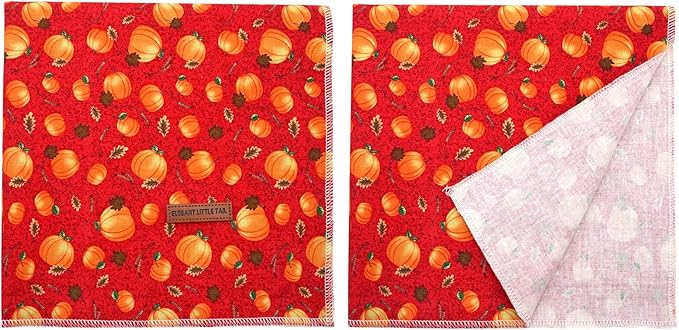Elegant Little Tail Dog Bandana - Halloween Pumpkin Bandanas for Small, Medium, Large Dogs - Washable Square Scarf, Adjustable Kerchief for Girl Boy Dogs
