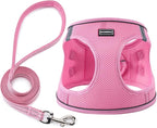 BOOMIBOO Dog Harness with Leash Set, No Pull Adjustable Reflective Step-in Puppy Pet Vest Harnesses for Small Medium Large Dogs and Cats,Pink S