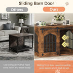 Dog Crate Furniture, 31.5" Farmhouse Dog Kennel with Sliding Barn Door, Wooden Dog Cage for Small Medium Dogs, Decorative Pet House Side End Table, Chew-Resistant, Rustic Brown DCHR9601