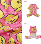 Dog Pajamas Pjs Spring Summer Dog Clothes for Small Dogs Girl Boy, Soft Stretchy Tiny Chihuahua Yorkie Puppy Clothes Doggie Onesies Cat Pet Jammies Outfit, Pink Duck, M