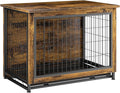 JY QAQA Dog Crate Furniture, Wooden Dog Crate Table, Double-Doors Dog Furniture, Indoor Kennel, Dog Cage/Brown/M