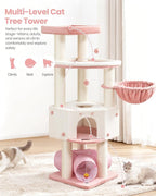 Heavy Duty Cat Tree for Large Cats Adult - 60 Inch XXL Sturdy Cat Tower Condo with Extra Wide Scratching Posts (φ4.4in) Big Cat House Hammock Perch - Indoor Wood Modern Multi Level Corner Cat Bed