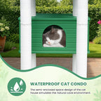 74 Inches Tall Outdoor Weatherproof Cat Tower, Multi-Level Cat Tree, Large Cat Condo with PVC Board and Cat Scratching Posts, for Outside and Indoor Cat Houses