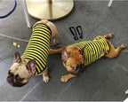 iChoue English Bulldog 100% Breathable Cotton Striped T Shirts Halloween Vest Clothes for Medium Dogs Tank Tops French Frenchie Pug Boston Terrier Pitbull Yellow Black Stripes - XLarge
