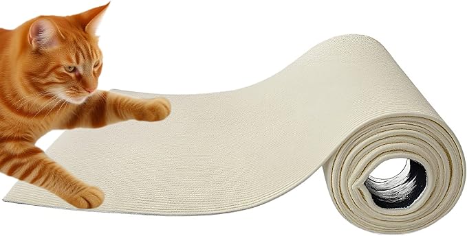 78.7"x15.8" Self-Adhesive Cat Scratch Mat, 78.7x15.8 Inch Trimmable Carpet Protector for Furniture, Couch Corners & Cat Wall Shelves, DIY Replacement Pad for Cat Tree, Scratch Post(Beige)