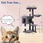 BLKMTY 36" Cat Tree Tall Cat Tower for Indoor Cats Condo Climber with Scratching Post, Climbing Stand, Plush Top Perch and Mouse Toy Cats Playhouse Kitty Activity Trees with Hammock, Light Gray