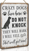 Wood Decorative Signage, DOGSlivehere, 12 x 8 inches, Funny Front Door Sign for Home Decor, Crazy Dogs Live Here - Please Do Not Knock Or Ring Doorbell