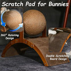 Rabbit Scratch Toys, Natural Sisal Bunny Scratching Cardboard Pad and Scratcher Ball, 2-in-1Pet Enrichment Interactive Toy for Indoor Bunnies Ferrets Chinchillas Small Animals Boredom Breaker