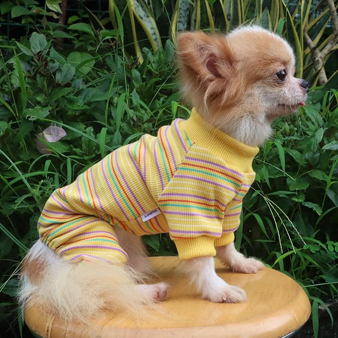 LOPHIPETS Dog Pajama Onesie for Small Pomeranian Clothes Apparel-Yellow/L