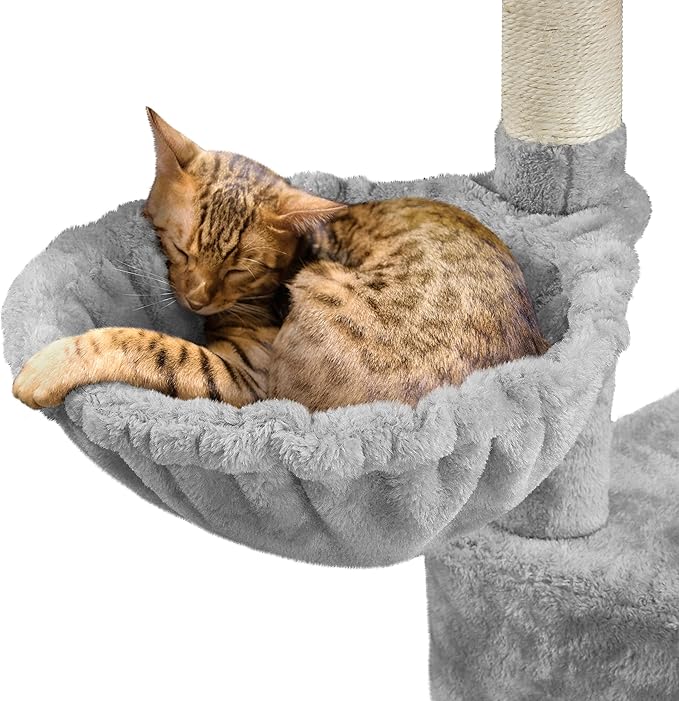 Topeakmart 46'' Cat Tree Cat Tower, with Thicker Scratching Posts, Larger Plush Perch, Spacious Condo, Basket, Multi-Level Cat Condo Furniture for Indoor Cats Kitty Pet Play House