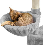 Topeakmart 46'' Cat Tree Cat Tower, with Thicker Scratching Posts, Larger Plush Perch, Spacious Condo, Basket, Multi-Level Cat Condo Furniture for Indoor Cats Kitty Pet Play House