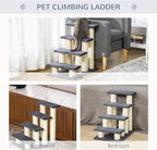 4 Levels Pet Stairs for High Beds Couch, Cute Stair Shaped Cat Tree for Indoor Cats or Dogs with Scratching Post, Hanging Play Ball, Gray