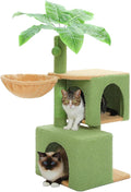 PEQULTI 31" Cat Tree for Indoor Cats, Multi-Level Cat Tower with Cozy Cat Condo Clearance Prime, Green