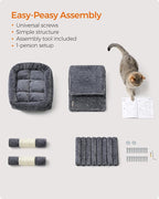 Feandrea Cat Tree, 26.4-Inch Cat Tower, Plush Condo for Kittens up to 7 lb, Large Perch, 2 Caves, Scratching Post, Smoky Gray UPCT611G01
