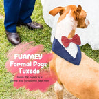 FUAMEY Dog Tuxedo for Small Dogs,Dog Formal Suit Dogs Attire Pet Bow Tie Puppy Party Costumes Cat Tux Outfits Pets Bandana Cosplay Adjustable Bowties Wedding Birthday Valentines Blue XS