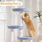 HITTITE Modern Cat Tree Tower with Scratching Post, 46 Inches Tall Cat Towers with Woven Cat Nests and Cave, Multi-Level Cat Tree With Removable Cushions and Massage Brush for Indoor Cats Large Adult.