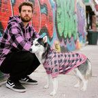 KOOLTAIL Plaid Dog Hoodie Pet Clothes Sweater with Hat and Pocket for Small Medium Large Size Dogs, Soft Winter Warm Dog Cold Weather Coat, Fleece Fall Dog Hooded Sweatshirt for Puppy Cats, Pink XXL