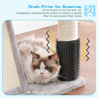 Hey-brother Cat Tree, 98.4-110.2 Inches Floor to Ceiling Cat Tree-Adjustable Height, Tall Cat Climbing Tower for Cats Large Adult with Scratching Post, Cat cando, Light Gray 0MPJ091W