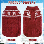 Warm Winter Pink Dog Sweater - Cold Weather Pet Clothes for Small Medium Large Dogs Indoor Outdoor, Soft Classic Knit Puppy Apparel Coat, Dark Red, XS