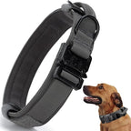 Tactical Dog Collar, Adjustable Military Training Nylon Dog Collar with Control Handle and Heavy Quick-Release Metal Buckle for Small Medium Large Dogs, Grey S