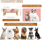 Elevated Ceramic Dog Bowl Set - Raised Feeding Bowls with Non-Slip Bamboo Stand - Small Pet Dishes for Food and Water - Ideal for Cats and Puppies - 16.23 OZ - 2 Cups - 480 ML