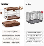 Collapsible Dog Crate for Large Dogs - 36" L Heavy Duty Dog Kennel No Tools Required with 4 Sides Steel Foldable Cage for Dogs Indoor, Portable Carrier with 2 Smooth Wheels, Woodgrain