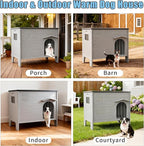 Durable Waterproof Plastic Dog House for Outdoor Indoor,Large Dog House with Side Window Elevated Floor, Easy to Assemble Easy to Clean