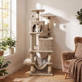 PETSITE 57-inch Modern Cat Tree, Multi-Level Cat Tower with 2 Comfy Condos, Sisal Scratching Posts, Plush Top Perch, Snug Hammock, and Dangling Balls, Ideal for Indoor Cats and Kittens (Coffee)