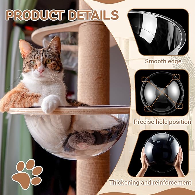 3 Pcs Acrylic Dome Cat Bubble, 12.6" Space Transparent Capsule Cover Clear Plastic Dome Bed Replacement for Cat Tree/Window Perch, DIY Nest Accessories for Hammock Tree Shelves Peek