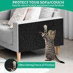 Trimmable Cat Scratcher Mat, Self-Adhesive Cat Scratching Carpet Pad Replacement for Cat Tree Shelves, Cat Steps and Posts, DIY Cat Scratch Couch Furniture Protector (Black, 39.4"x15.8")