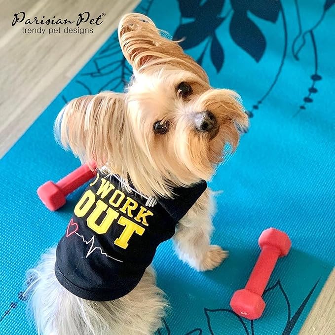 Parisian Pet Dog Shirt – 100% Cotton Shirts for Small Dogs – Black Sleeveless Puppy Clothes – Lightweight and Breathable Pet Apparel – Cool and Stylish Gym Dog Clothes - Stretchy T Shirts for Dogs