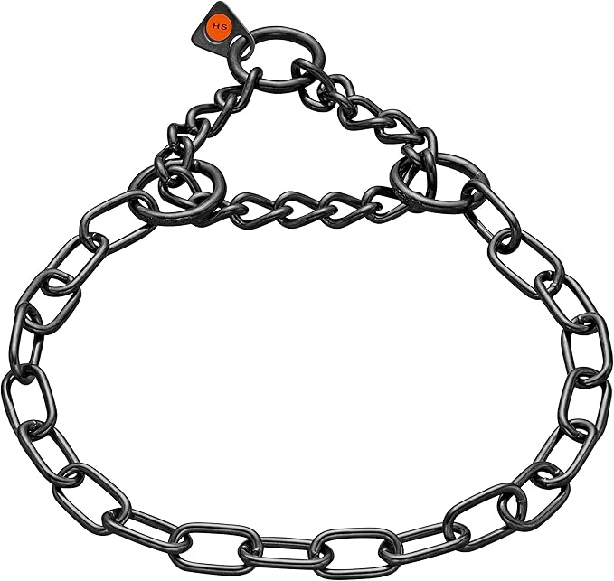 Herm Sprenger – Black Stainless Steel Fur Saver Dog Collar – Medium Link – Professional Training Collar – Assembly Chain – Correction Slip Chain – Made in Germany (24 inches (60 cm))