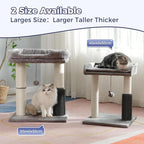 Cat Tree Tower for Large Cats Cat Scratching Post with 20x15.7”Wide Top Bed, Self Groomer, Thick Scratch Post [Dia=4.5”] and Danging Ball Great for Indoor Cats-Large Grey