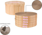 CSR1012C Kate 12 Inch Cardboard Cat Scratcher Pads with Box & Catnip, Reversible Heavy-Duty Scratch Boards for Cats, Furniture Protection, Classic Wood Finish, Brown, 5-Pack