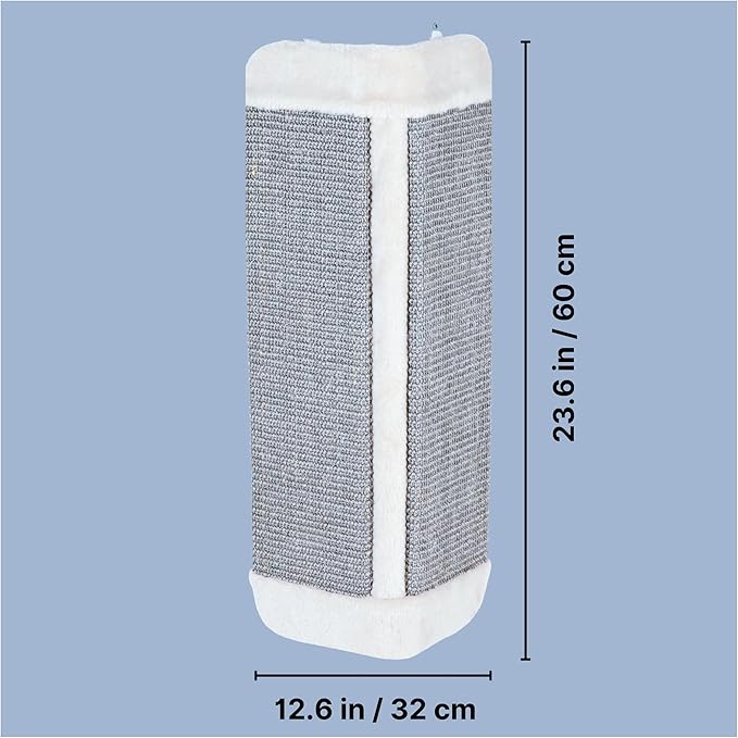 Trixie Scratching Board for Corner – Vertical Sisal Rope Pad for Indoor Cats – Easy-Install Corner Scratch Pad – Gray, 1 x 12.6 x 23.6 in