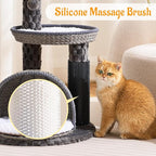HITTITE Modern Cat Tree Tower with Scratching Post, 46 Inches Tall Cat Towers with Woven Cat Nests and Cave, Multi-Level Cat Tree With Removable Cushions and Massage Brush for Indoor Cats Large Adult.