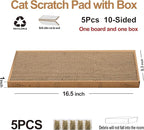 Cat Scratcher Cardboard with Box Durable Corrugate Scratching Kitty Sofa Lounge Bed Reversible Catnip Included for Indoor Cats, Cat Scratching Pad, Cat Post, Double-Sided Design, Large (Box,5pcs)