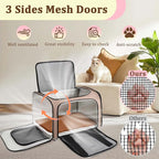 Cat Carrier Dog Carrier - Soft-Sided Cat Carrier with Plush Pad & Cooling Mat, Easy-Load 4-Side Zipper & 3-Side Mesh Ventilation, Pet Carrier Airline Approved for Cats/Dogs Up to 16 lbs, Brown