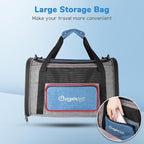 BurgeonNest Cat Carrier, Airline Approved Dog Carrier, Soft Sided Cat Pet Carrier for Small Medium Cats Dogs Under 10 lbs with Side Bag, Collapsible Travel Kitten Puppy Carriers, Blue