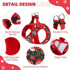 KOOLTAIL Christmas Dog Harness for Small Medium Dogs,Dog Harness and Leash Set, Step in No Pull Soft Mesh Padded Adjustable and Reflective Pet Vest Harness Puppy, Extra Harness for XS S Dogs, M