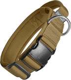 OneTigris Tough Dog Collars, Tactical Dog Collar with Handle, Milltary Adjustable Dog Collar with Heavy Duty Metal Buckle for Training (Large (Pack of 1), Brown)