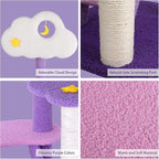 Lucky Monet 43 Inches Cat Tree Tower for Indoor Cats, 3-Layer Purple Cute Purple Pink Cat Tree Unique Cat Condo with Scratching Post