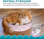 Catstages Scratch & Snuggle Daisy Two-in-One Corrugated Cat Scratcher and Lounging Spot, Floral Design, Pink