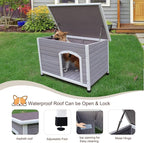 Rockever Waterproof Large Dog Houses Outdoor Indoor, 44" Wooden Elevated Outdoor Dog Houses with Window for Small to Large Sized Dogs, Easy Clean and Assemble